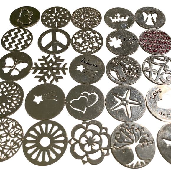 75-Piece Silver Metal 22mm Decorative Circle Floating Locket Jewelry Supplies - Picture 11 of 12